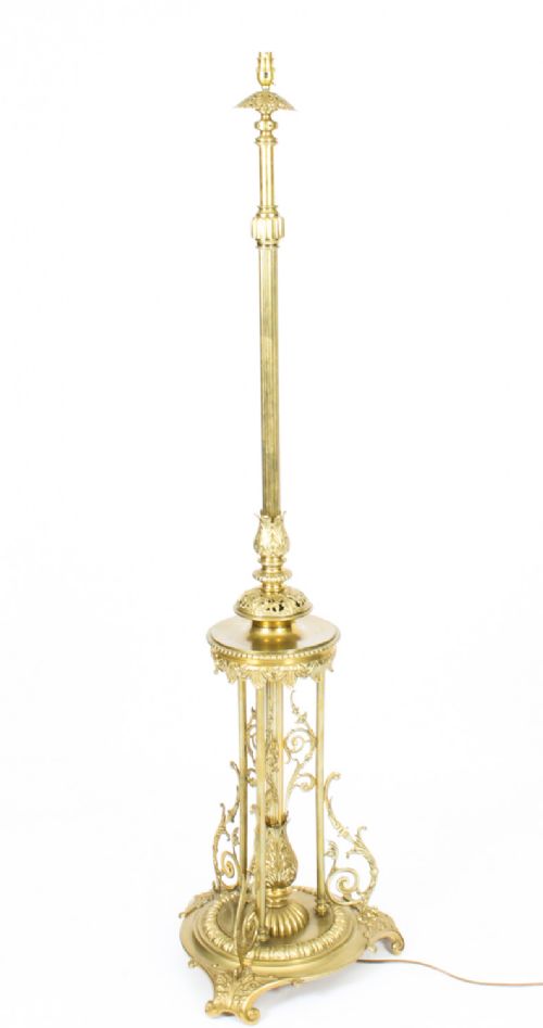 fig 2. Antique Victorian Brass Telescopic Standard Lamp Late 19th C
