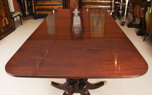 fig 2. Antique Irish Regency Twin Pillar Mahogany Dining Table C1820 19th C
