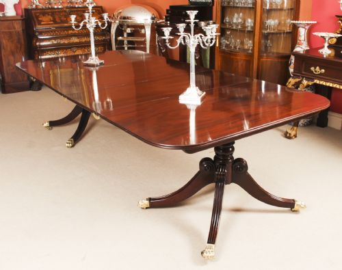 fig 4. Antique Irish Regency Twin Pillar Mahogany Dining Table C1820 19th C
