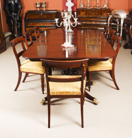 fig 6. Antique Irish Regency Twin Pillar Mahogany Dining Table C1820 19th C
