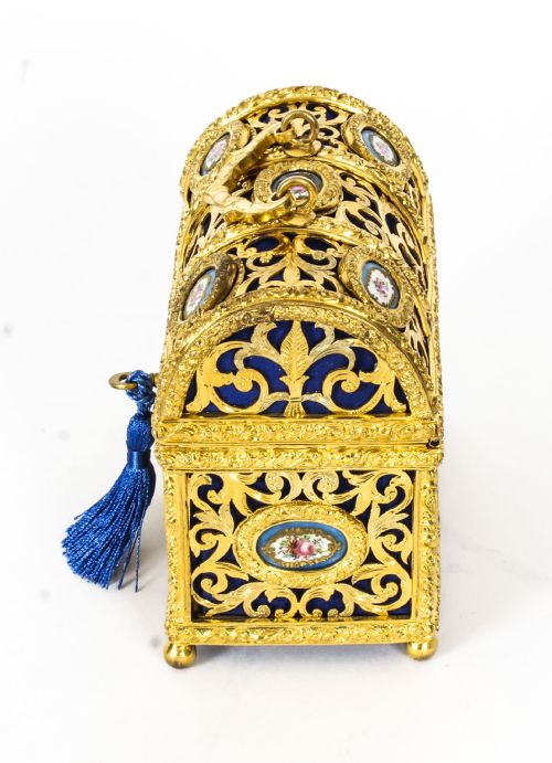 fig 2. Antique Gilt Bronze Palais Royal Sevres Porcelain Mounted Casket 19th C