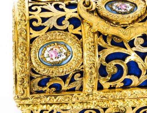 fig 4. Antique Gilt Bronze Palais Royal Sevres Porcelain Mounted Casket 19th C