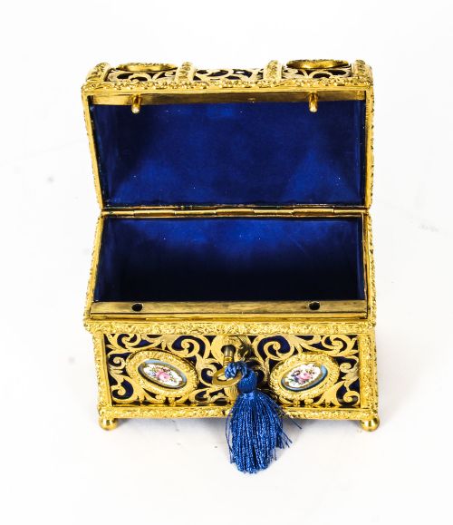 fig 5. Antique Gilt Bronze Palais Royal Sevres Porcelain Mounted Casket 19th C