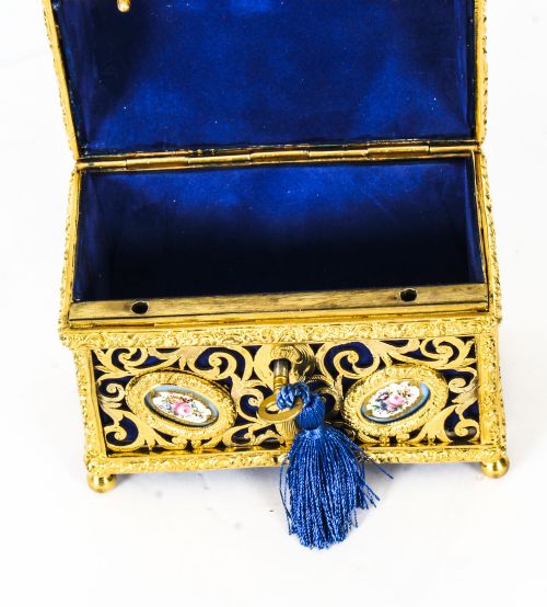 fig 6. Antique Gilt Bronze Palais Royal Sevres Porcelain Mounted Casket 19th C