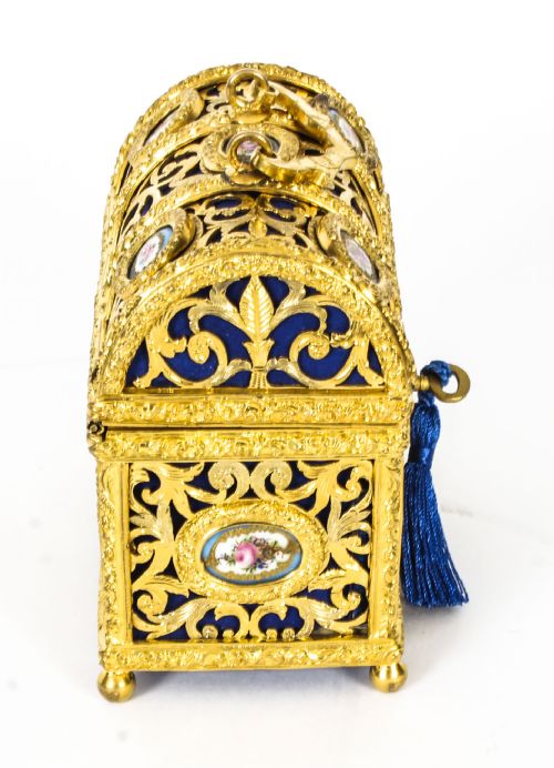 fig 7. Antique Gilt Bronze Palais Royal Sevres Porcelain Mounted Casket 19th C
