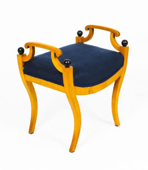 Antique Swedish Biedermeier Birchwood Stool Circa Art Deco C1920
