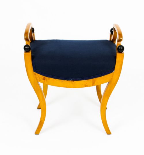 fig 1. Antique Swedish Biedermeier Birchwood Stool Circa Art Deco C1920