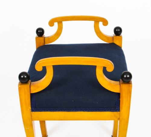 fig 4. Antique Swedish Biedermeier Birchwood Stool Circa Art Deco C1920