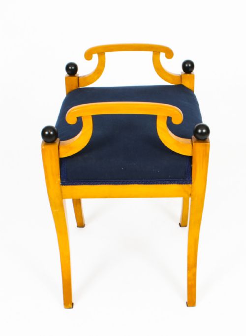 fig 5. Antique Swedish Biedermeier Birchwood Stool Circa Art Deco C1920