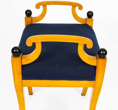fig 6. Antique Swedish Biedermeier Birchwood Stool Circa Art Deco C1920