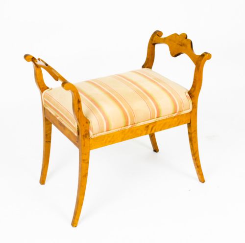 Antique Swedish Biedermeier Birch Wood Stool C1840 19th Century
