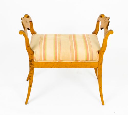 fig 1. Antique Swedish Biedermeier Birch Wood Stool C1840 19th Century