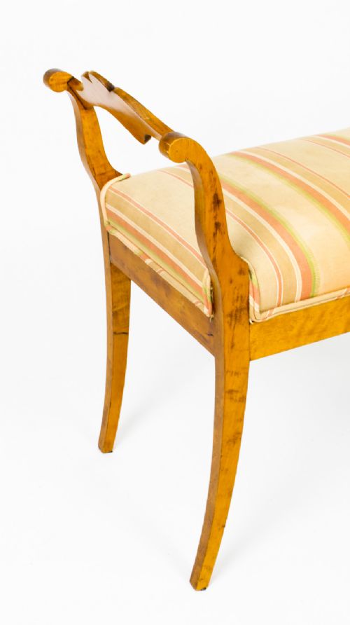 fig 3. Antique Swedish Biedermeier Birch Wood Stool C1840 19th Century