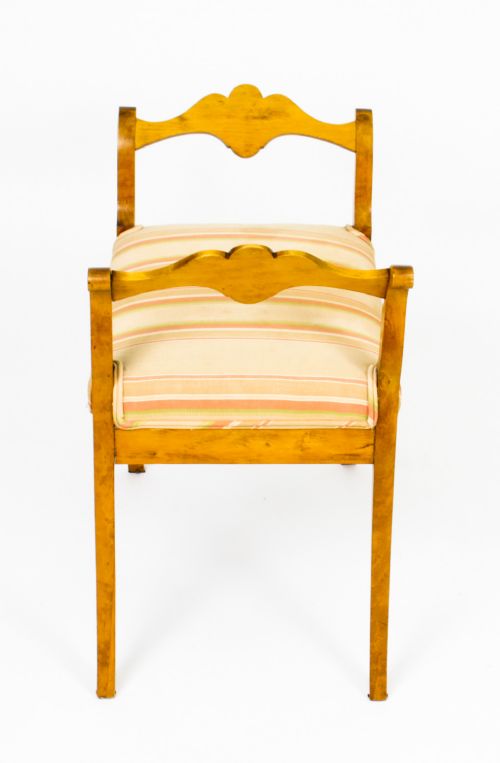 fig 4. Antique Swedish Biedermeier Birch Wood Stool C1840 19th Century