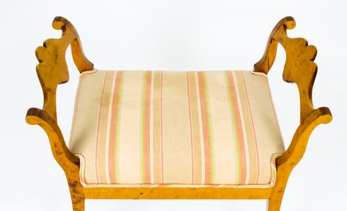 fig 5. Antique Swedish Biedermeier Birch Wood Stool C1840 19th Century