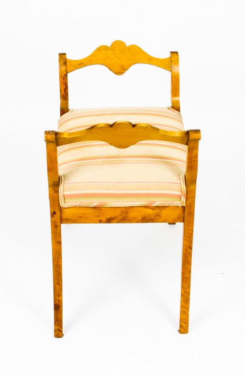 fig 6. Antique Swedish Biedermeier Birch Wood Stool C1840 19th Century