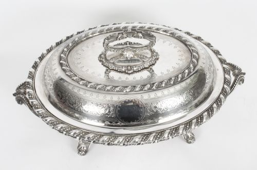 fig 1. Antique English Entree Dish by Martin Hall 1859 19th Century