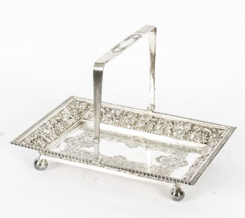 Antique Silver Plated Fruit Basket by Roberts & Belk 19th C
