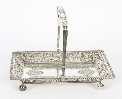fig 1. Antique Silver Plated Fruit Basket By Roberts & Belk 19th C