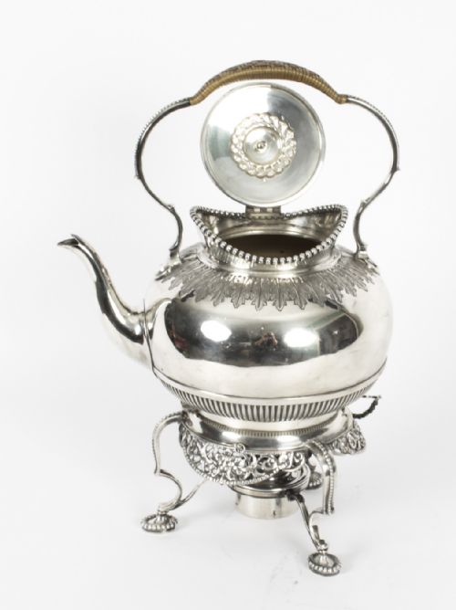 fig 2. Antique Silver Plate Spirit Kettle on Stand by Elkington Dated 1845 19 th C