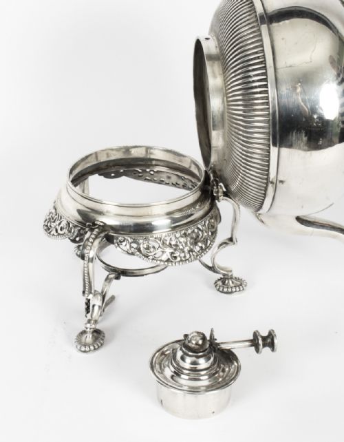 fig 3. Antique Silver Plate Spirit Kettle on Stand by Elkington Dated 1845 19 th C