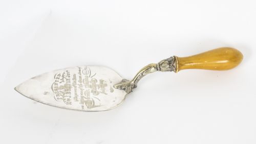 Antique Victorian Silver Plated Trowel Engraved 1867 19th C
