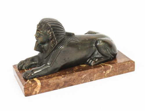 fig 2. Antique Pair of French Bronzes Recumbent Sphinxes C1860 19th C