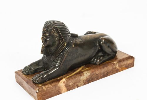 fig 4. Antique Pair of French Bronzes Recumbent Sphinxes C1860 19th C