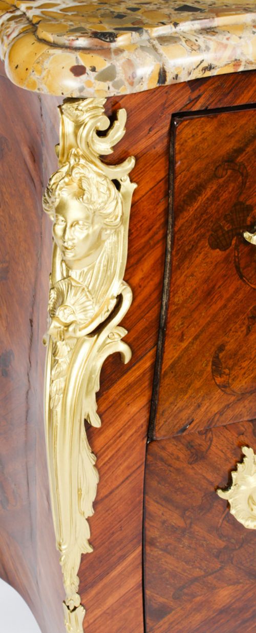 fig 2. Antique Louis XVI Ormolu Mounted Walnut Marquetry Commode 18th Century