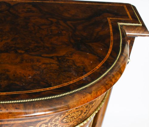 fig 3. Antique Victorian Burr Walnut Inlaid Credenza Side Cabinet c.1860
