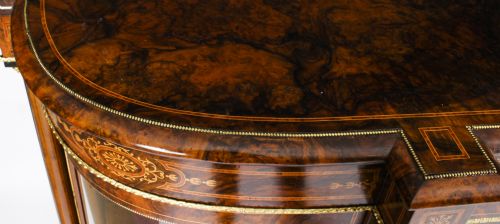 fig 4. Antique Victorian Burr Walnut Inlaid Credenza Side Cabinet c.1860