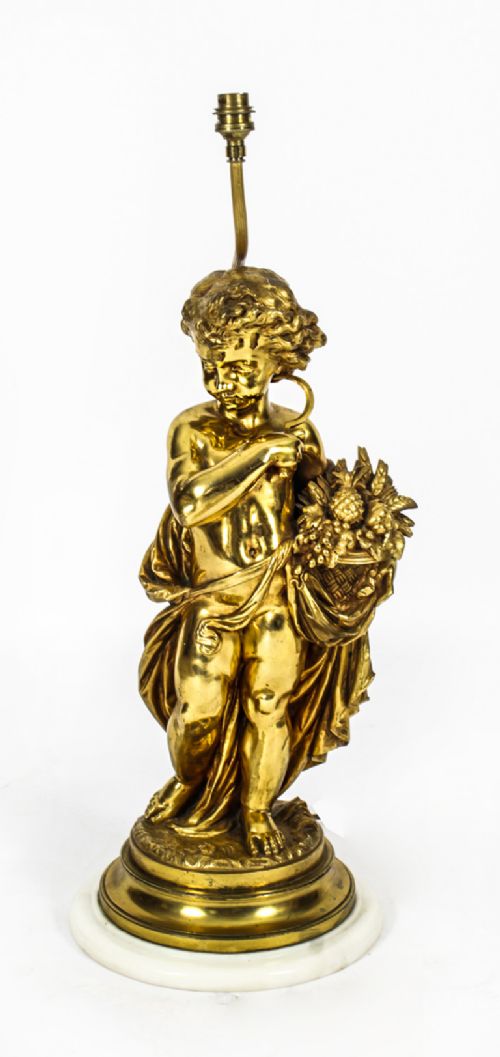 fig 1. Antique French Ormolu Cherub Table Lamp Louis XVI Style c.1870