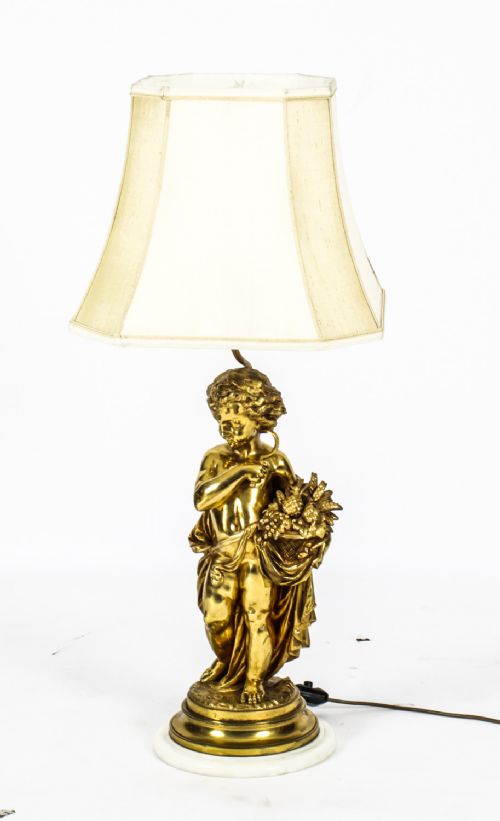 fig 2. Antique French Ormolu Cherub Table Lamp Louis XVI Style c.1870