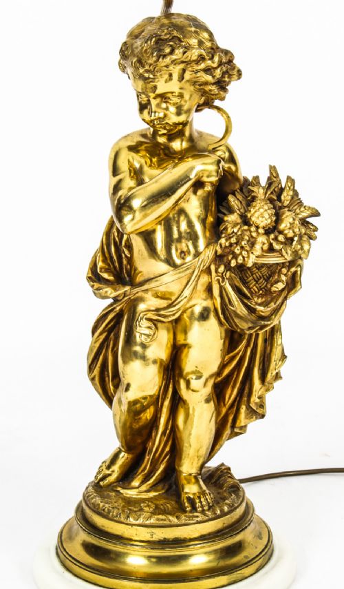 fig 3. Antique French Ormolu Cherub Table Lamp Louis XVI Style c.1870