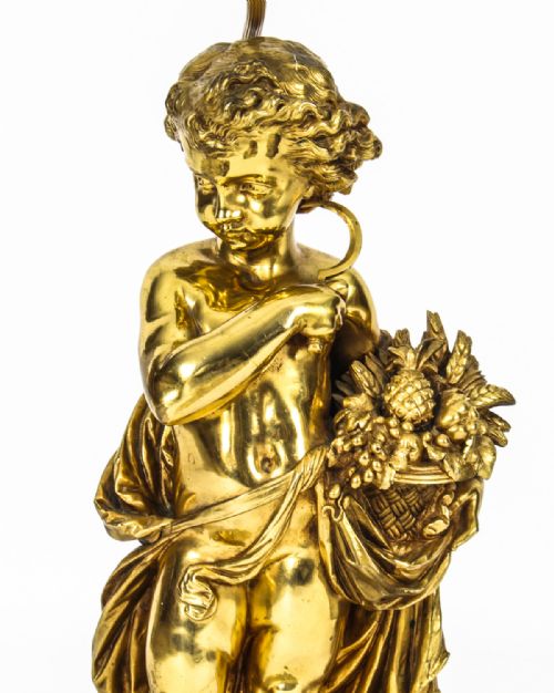 fig 4. Antique French Ormolu Cherub Table Lamp Louis XVI Style c.1870