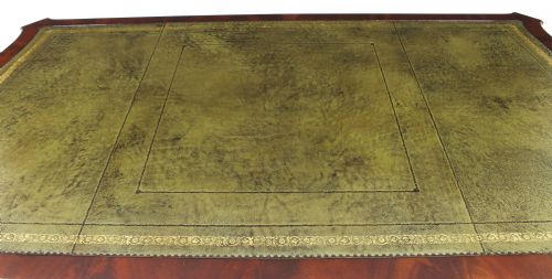 fig 6. Antique 5x3ft Georgian Revival Mahogany Partners Pedestal Desk 19th C