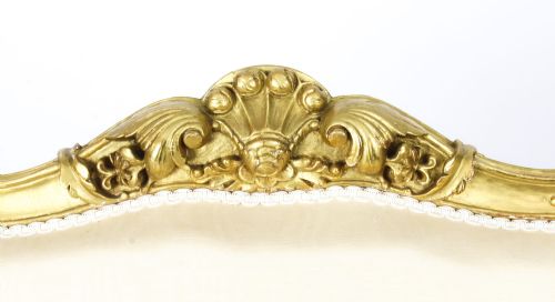 fig 2. Antique Pair French Louis Revival Giltwood Piece Salon Armchairs 19th Century