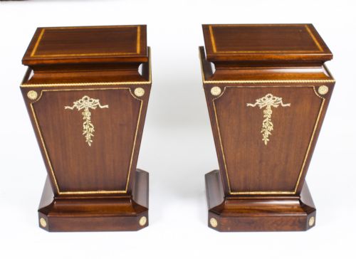 Antique Pair Georgian Revival Mahogany and Giltwood Low Pedestals C1880 19th C
