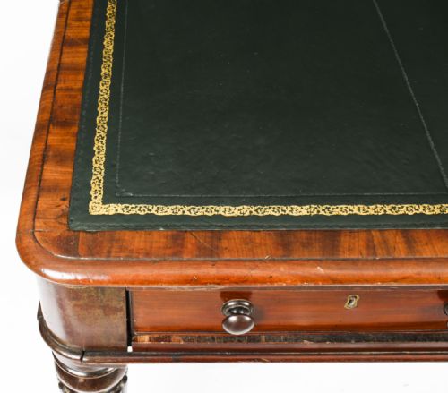 fig 2. Antique 5ft William IV Six Drawer Partners Writing Table C 1830 19th C