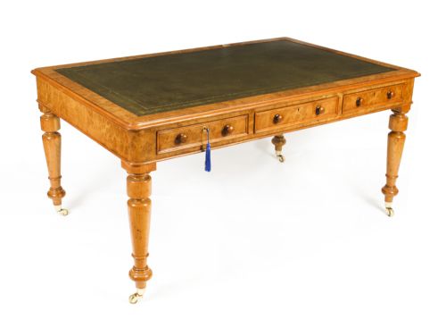 Antique Victorian 6 Drawer Pollard Oak Partners Writing Table 19th C

