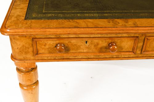 fig 2. Antique Victorian 6 Drawer Pollard Oak Partners Writing Table 19th C
