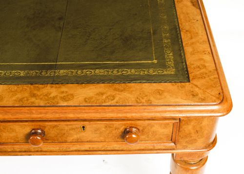 fig 3. Antique Victorian 6 Drawer Pollard Oak Partners Writing Table 19th C