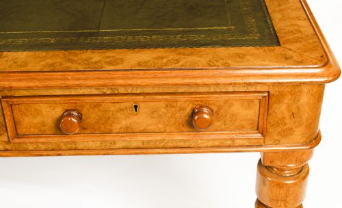fig 4. Antique Victorian 6 Drawer Pollard Oak Partners Writing Table 19th C