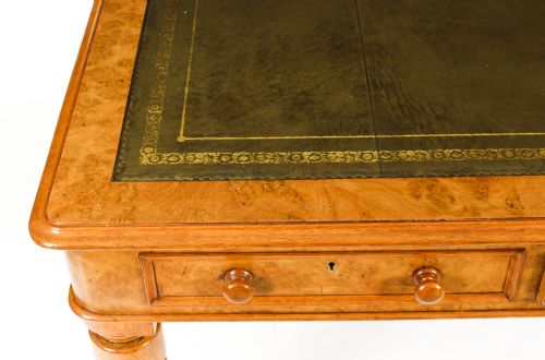 fig 6. Antique Victorian 6 Drawer Pollard Oak Partners Writing Table 19th C