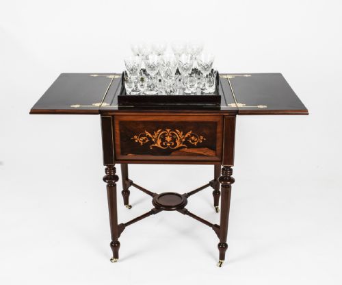 fig 3. Antique Victorian Drinks Cabinet Surprise Bar Dry Bar & Glassware 19th C