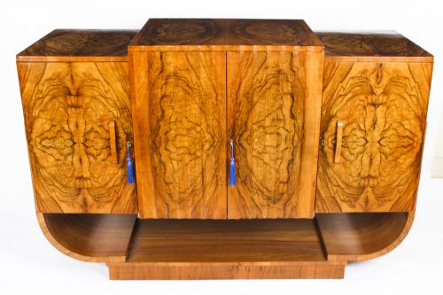 fig 1. Antique Art Deco Burr Walnut Sideboard att. Epstein C1920