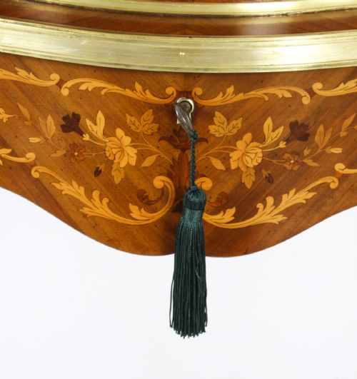 fig 1. Antique French Ormolu Mountred Marquetry Display Cabinet 19th C
