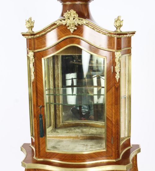 fig 2. Antique French Ormolu Mountred Marquetry Display Cabinet 19th C