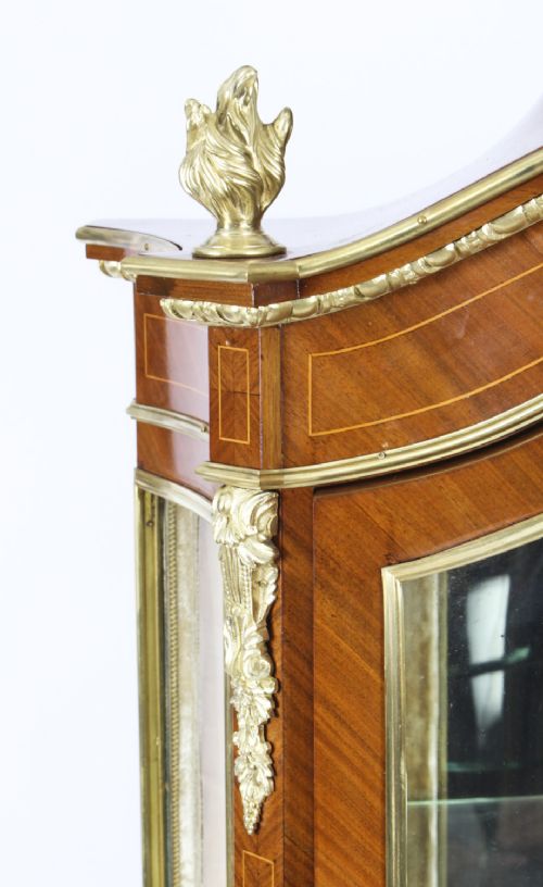 fig 3. Antique French Ormolu Mountred Marquetry Display Cabinet 19th C