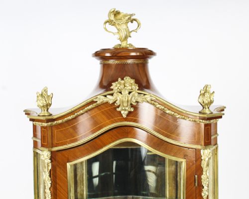 fig 5. Antique French Ormolu Mountred Marquetry Display Cabinet 19th C